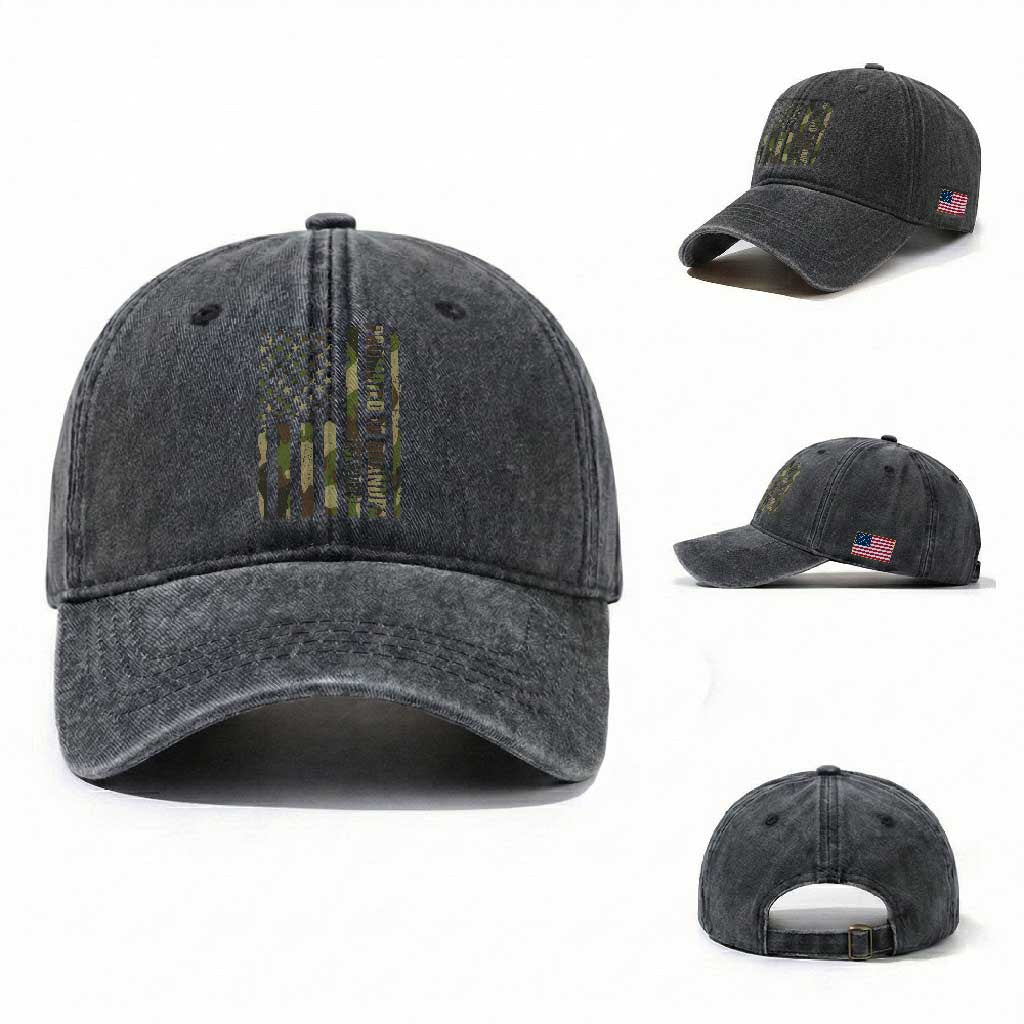 Promoted To Grandpa Est 2026 Patriotic American Flag Camo Washed Cotton Baseball Cap