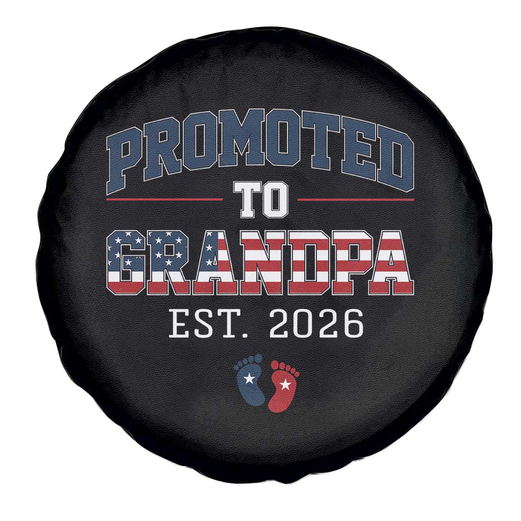 Patriotic Promoted To Grandpa Est 2026 Spare Tire Cover US Flag New Father Gift