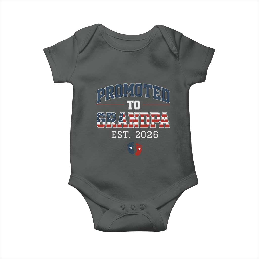 Patriotic Promoted To Grandpa Est 2026 Baby Onesie US Flag New Father Gift