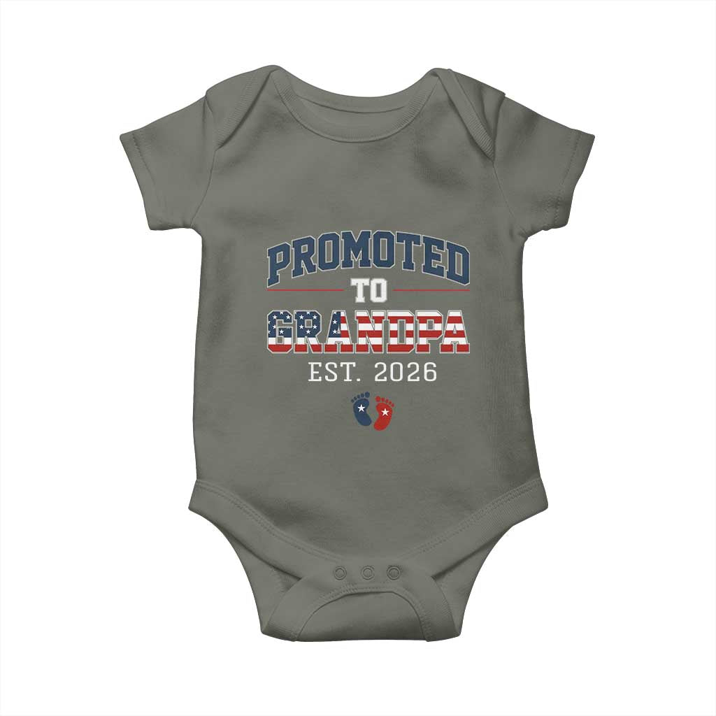 Patriotic Promoted To Grandpa Est 2026 Baby Onesie US Flag New Father Gift