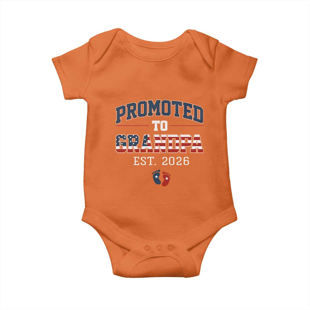 Patriotic Promoted To Grandpa Est 2026 Baby Onesie US Flag New Father Gift