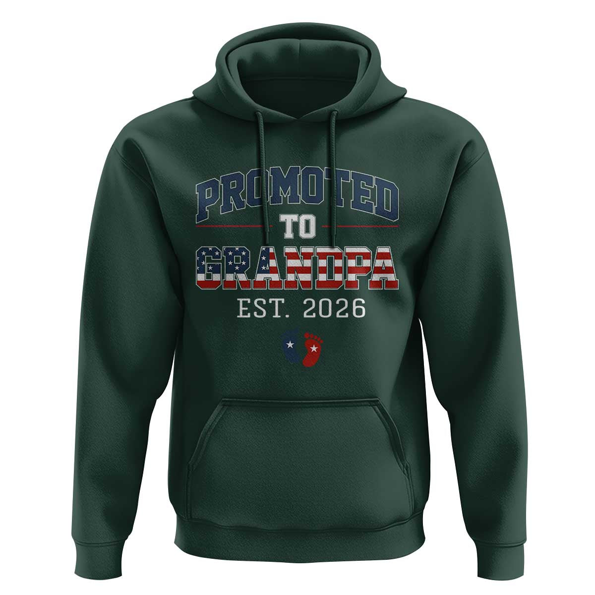 Patriotic Promoted To Grandpa Est 2026 Hoodie US Flag New Father Gift