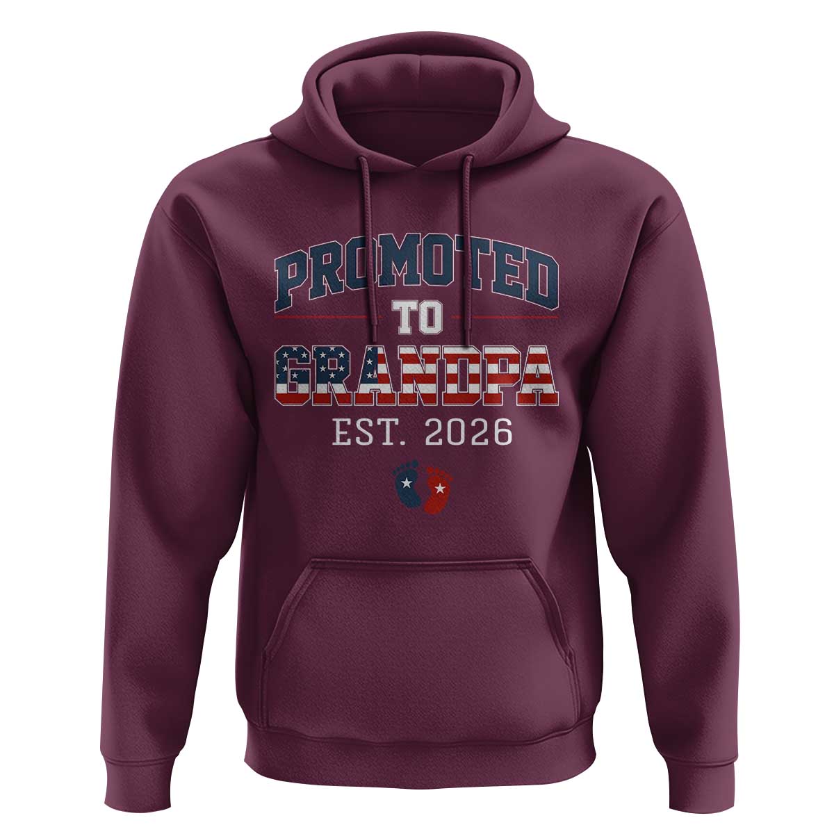 Patriotic Promoted To Grandpa Est 2026 Hoodie US Flag New Father Gift