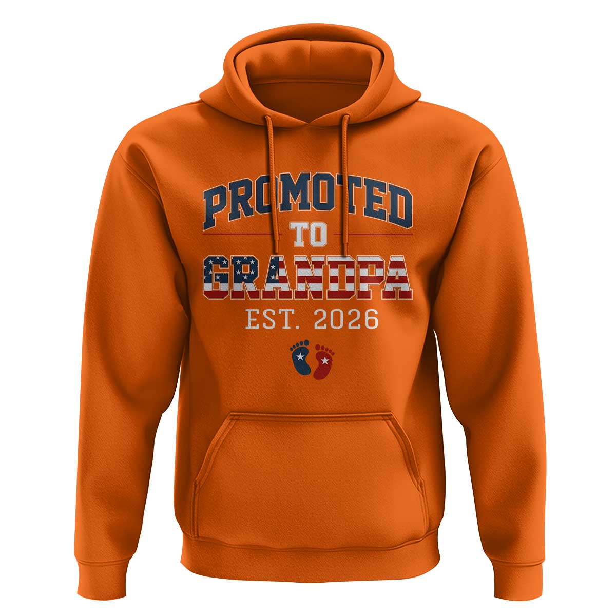 Patriotic Promoted To Grandpa Est 2026 Hoodie US Flag New Father Gift