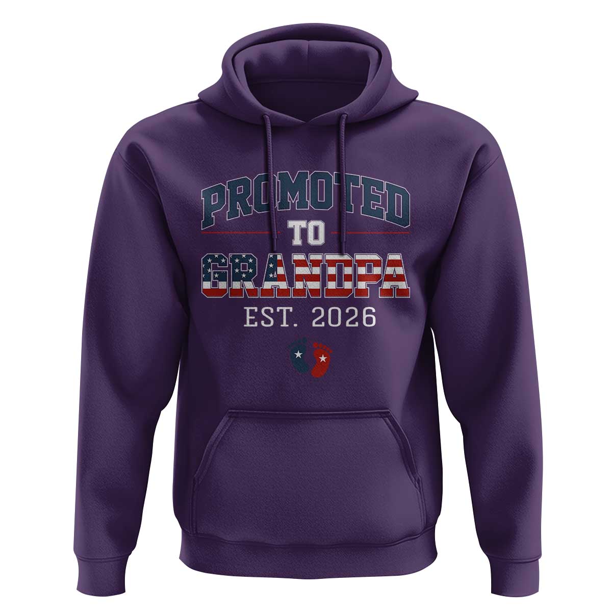 Patriotic Promoted To Grandpa Est 2026 Hoodie US Flag New Father Gift