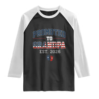 Patriotic Promoted To Grandpa Est 2026 Raglan Shirt US Flag New Father Gift