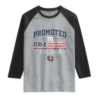 Patriotic Promoted To Grandpa Est 2026 Raglan Shirt US Flag New Father Gift