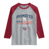 Patriotic Promoted To Grandpa Est 2026 Raglan Shirt US Flag New Father Gift
