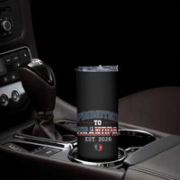 Patriotic Promoted To Grandpa Est 2026 Skinny Tumbler US Flag New Father Gift