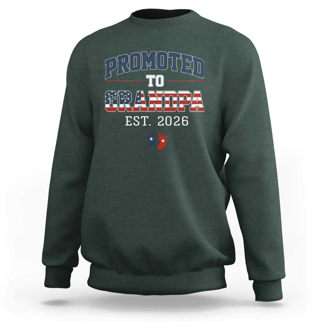 Patriotic Promoted To Grandpa Est 2026 Sweatshirt US Flag New Father Gift