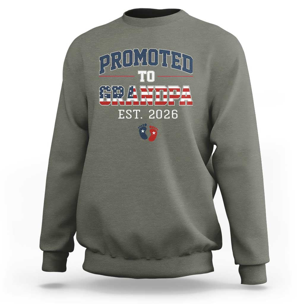 Patriotic Promoted To Grandpa Est 2026 Sweatshirt US Flag New Father Gift