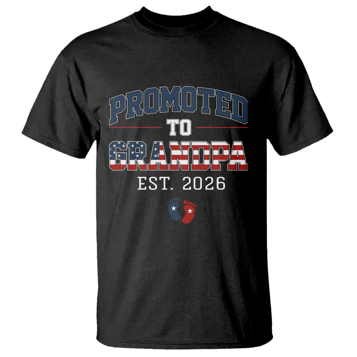 Patriotic Promoted To Grandpa Est 2026 T Shirt US Flag New Father Gift