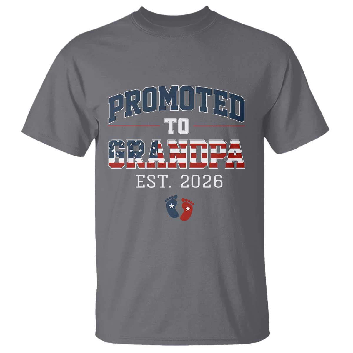 Patriotic Promoted To Grandpa Est 2026 T Shirt US Flag New Father Gift