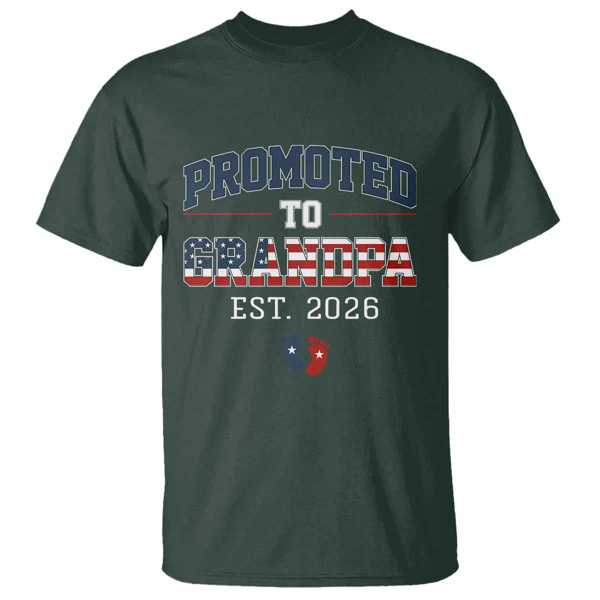 Patriotic Promoted To Grandpa Est 2026 T Shirt US Flag New Father Gift