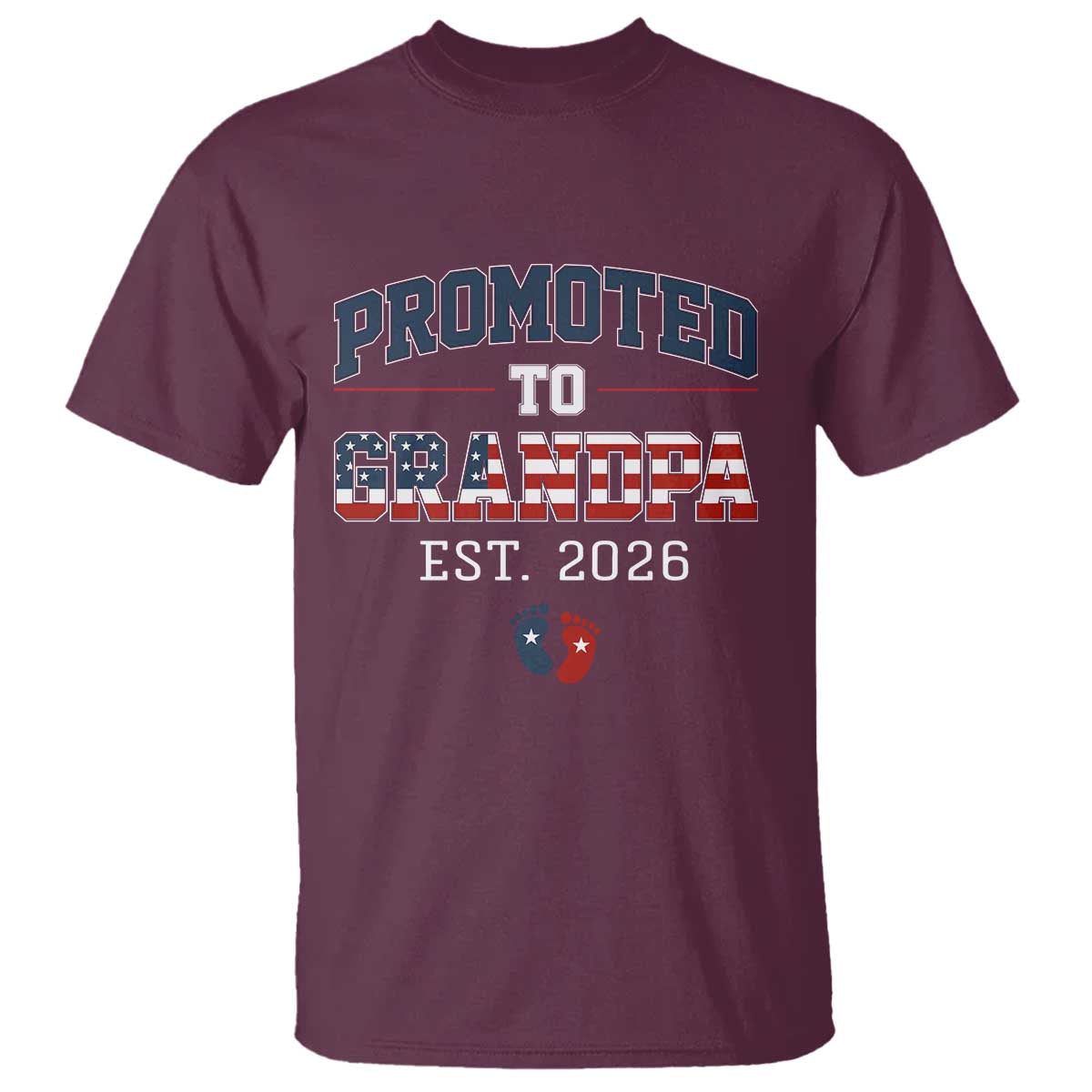 Patriotic Promoted To Grandpa Est 2026 T Shirt US Flag New Father Gift