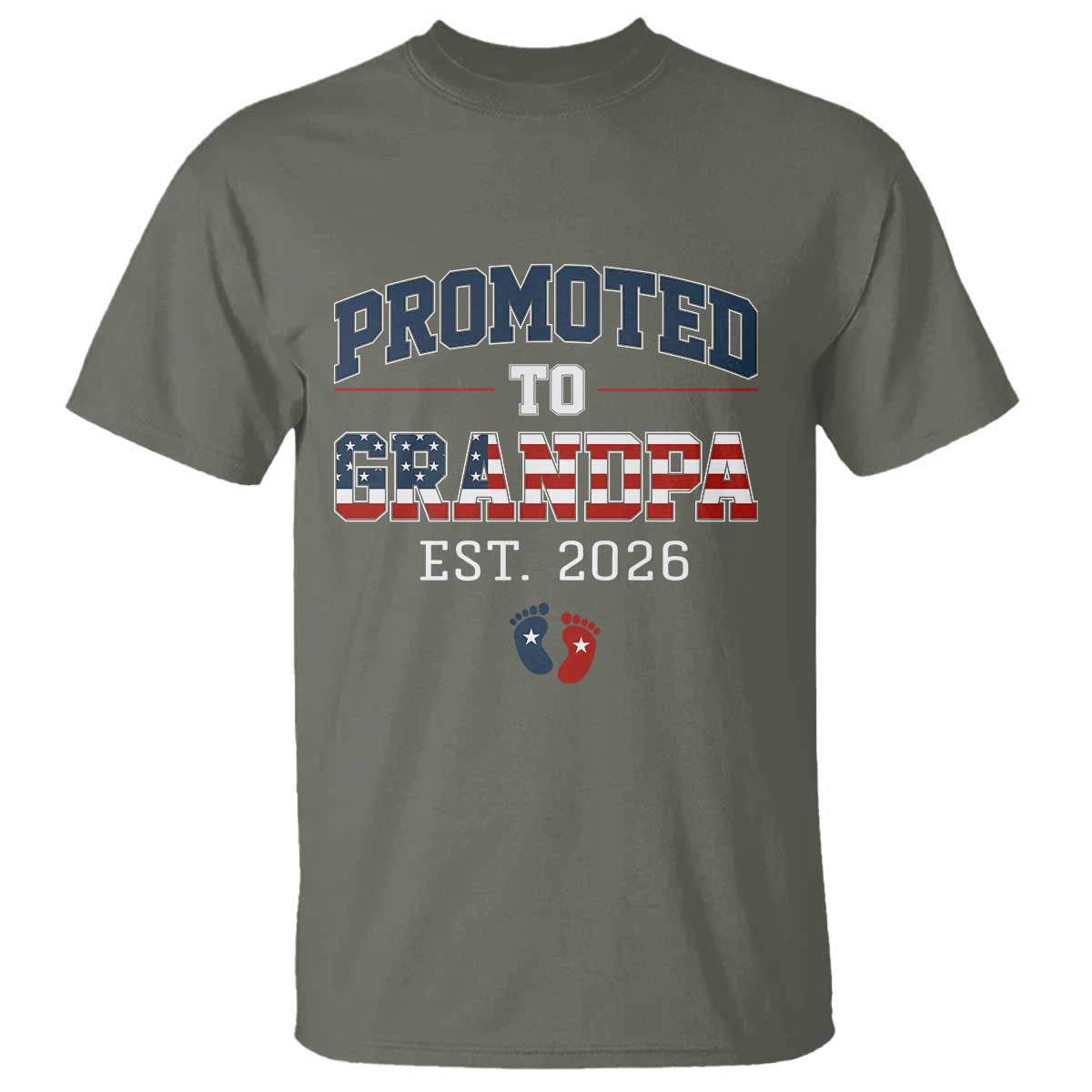 Patriotic Promoted To Grandpa Est 2026 T Shirt US Flag New Father Gift
