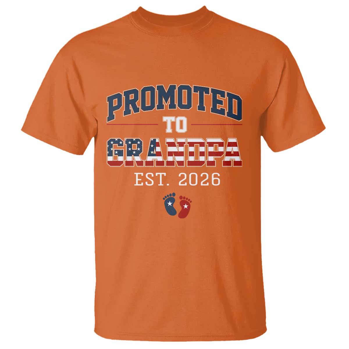 Patriotic Promoted To Grandpa Est 2026 T Shirt US Flag New Father Gift