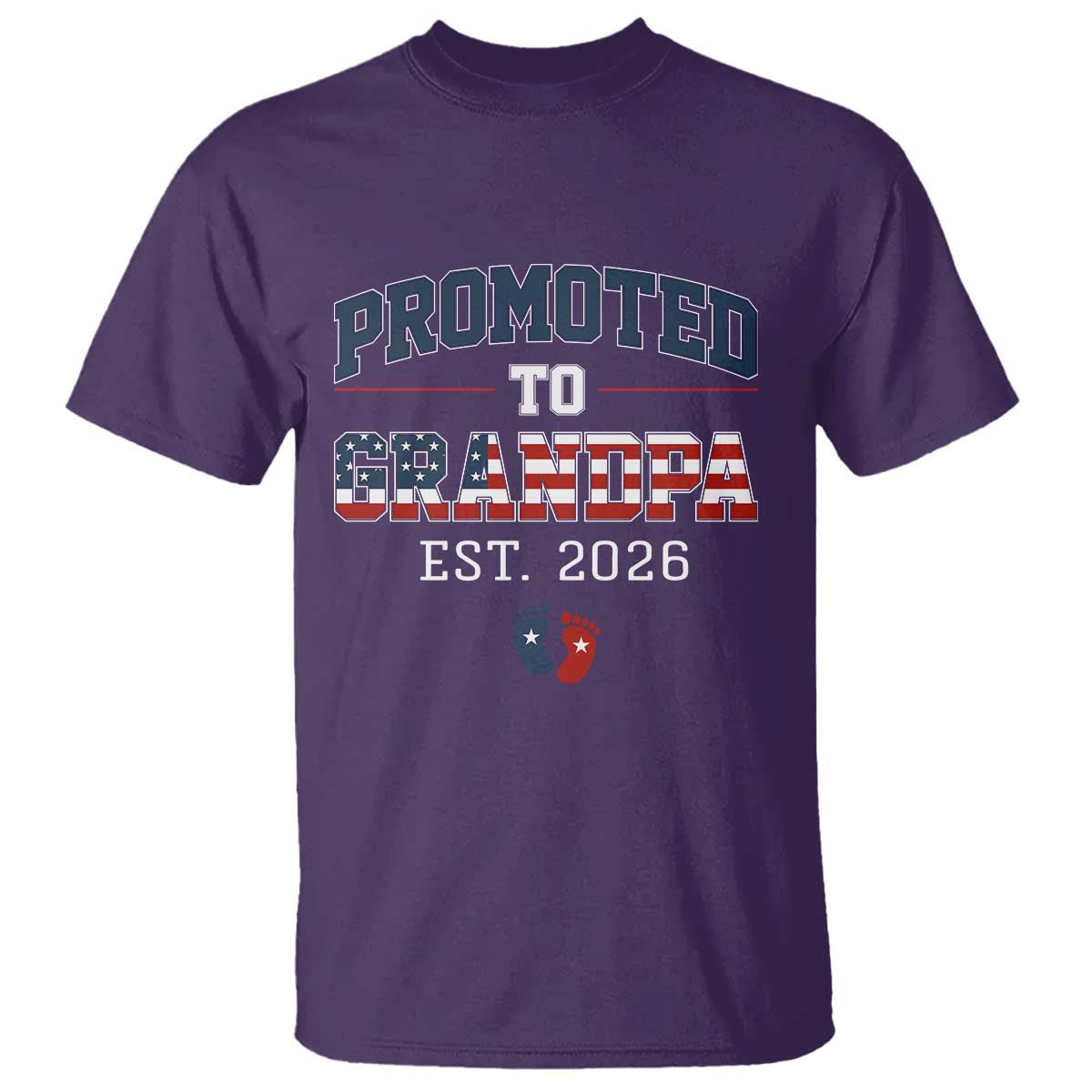 Patriotic Promoted To Grandpa Est 2026 T Shirt US Flag New Father Gift
