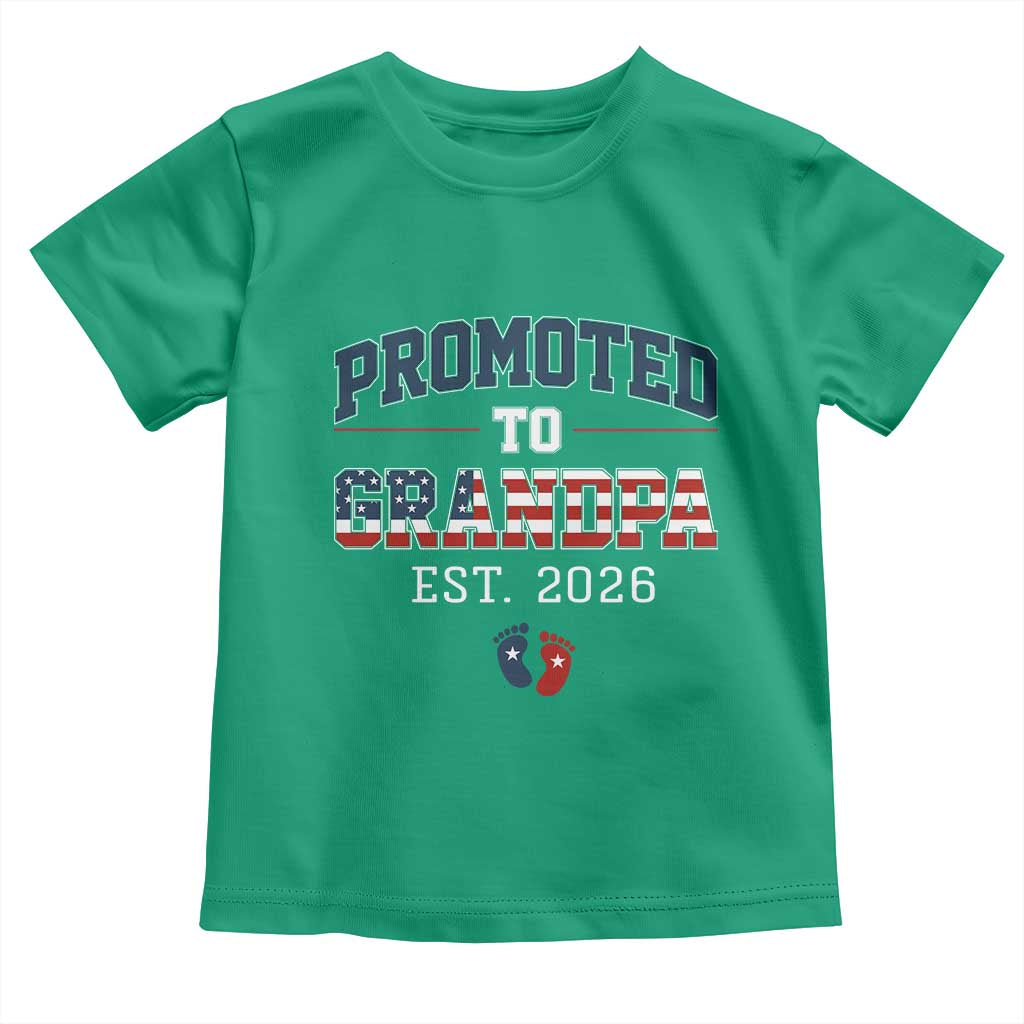 Patriotic Promoted To Grandpa Est 2026 Toddler T Shirt US Flag New Father Gift