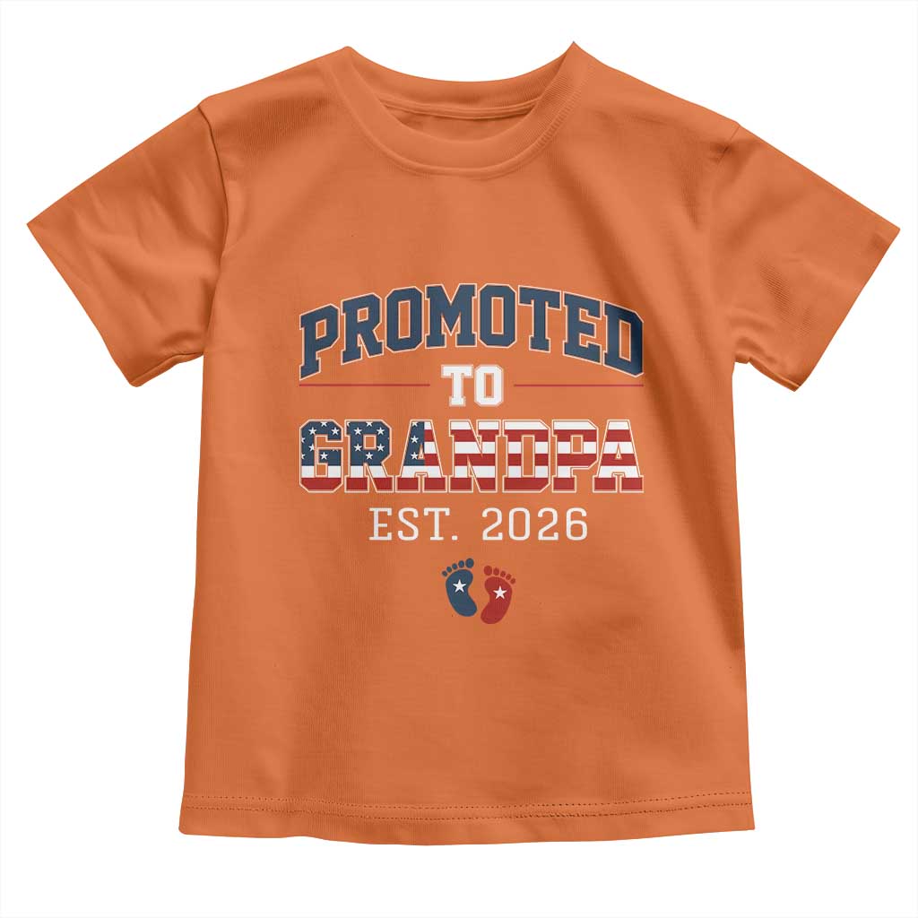 Patriotic Promoted To Grandpa Est 2026 Toddler T Shirt US Flag New Father Gift