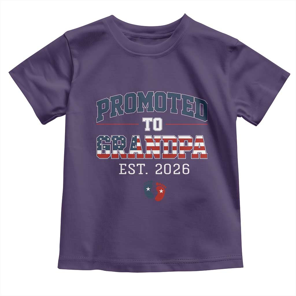 Patriotic Promoted To Grandpa Est 2026 Toddler T Shirt US Flag New Father Gift