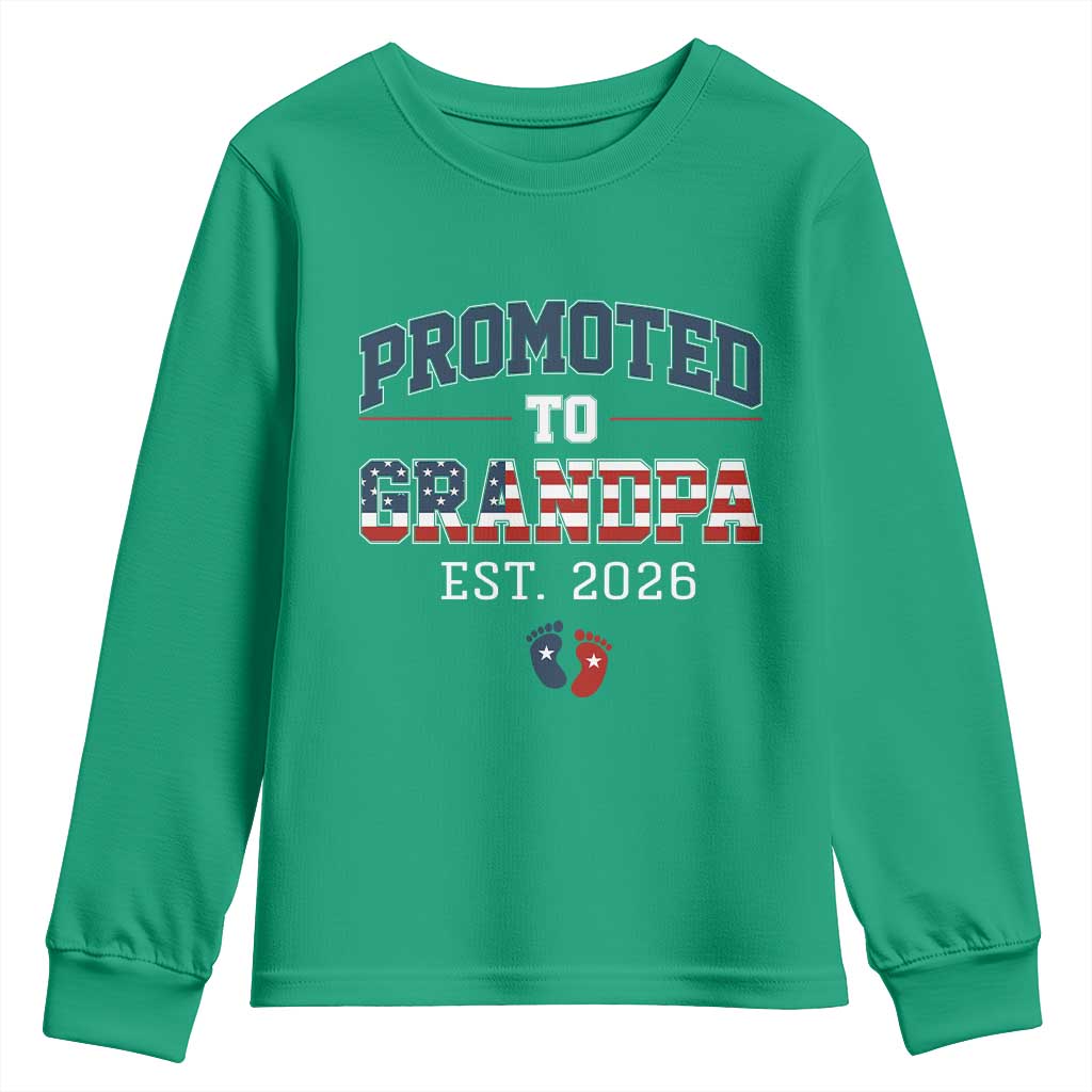 Patriotic Promoted To Grandpa Est 2026 Youth Sweatshirt US Flag New Father Gift
