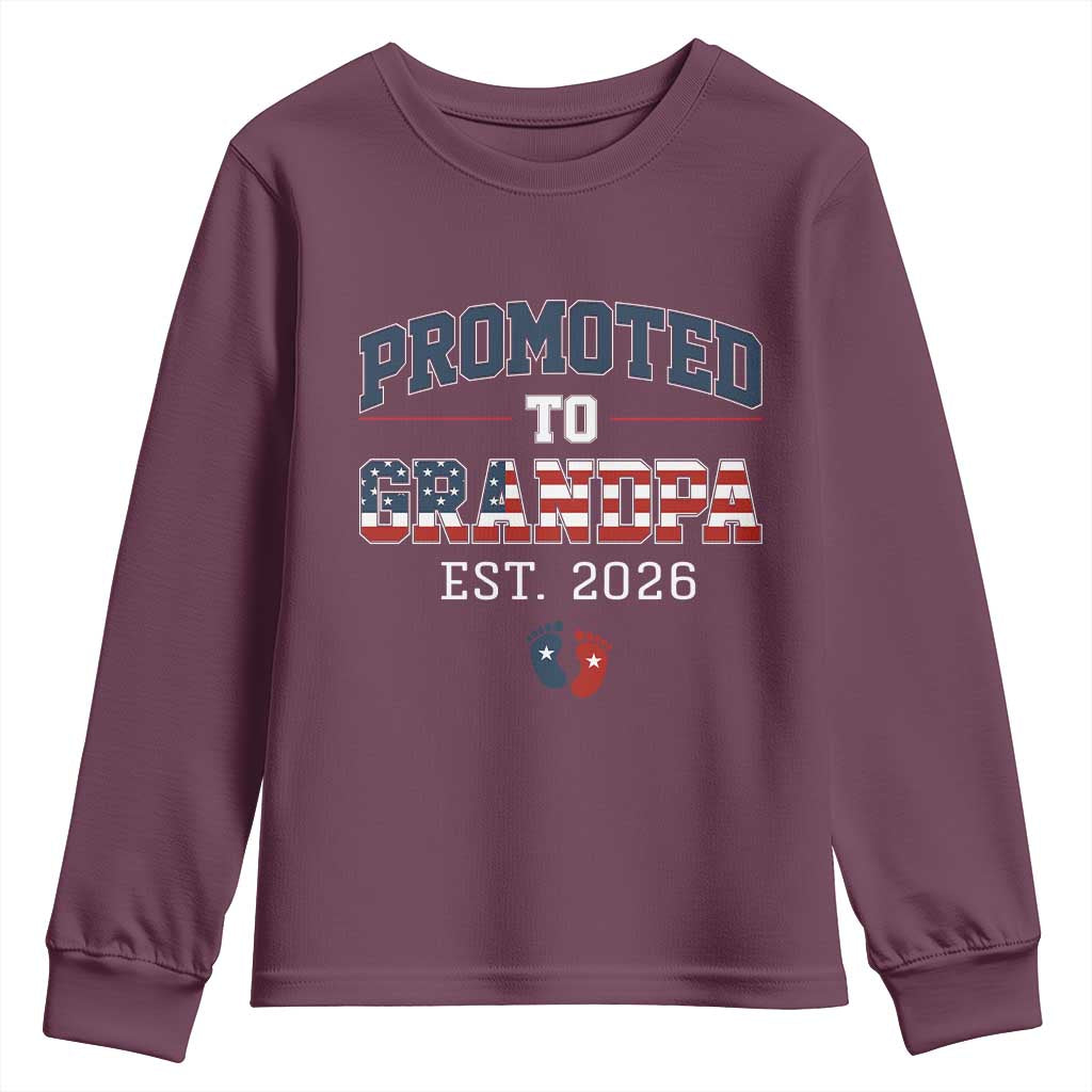 Patriotic Promoted To Grandpa Est 2026 Youth Sweatshirt US Flag New Father Gift