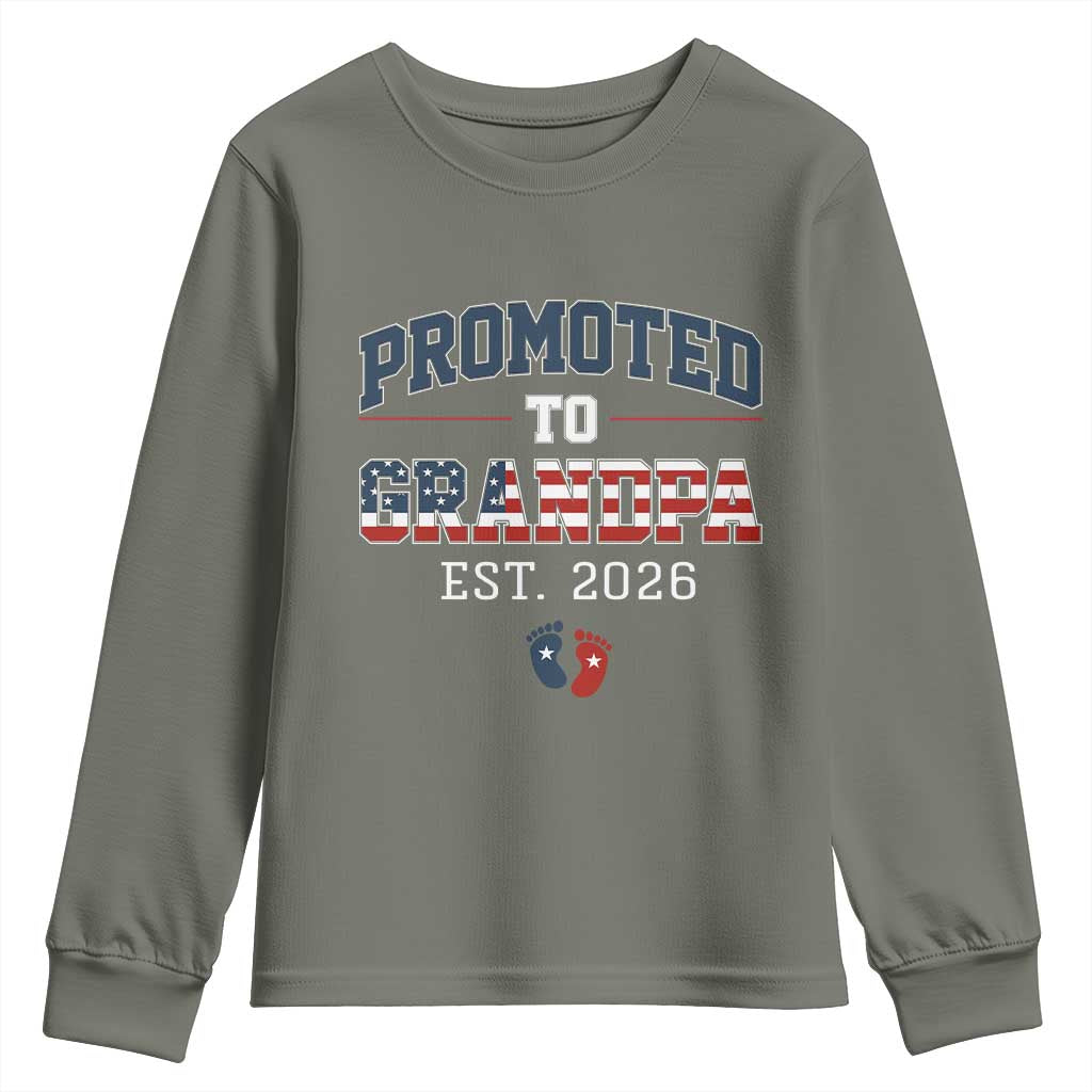 Patriotic Promoted To Grandpa Est 2026 Youth Sweatshirt US Flag New Father Gift