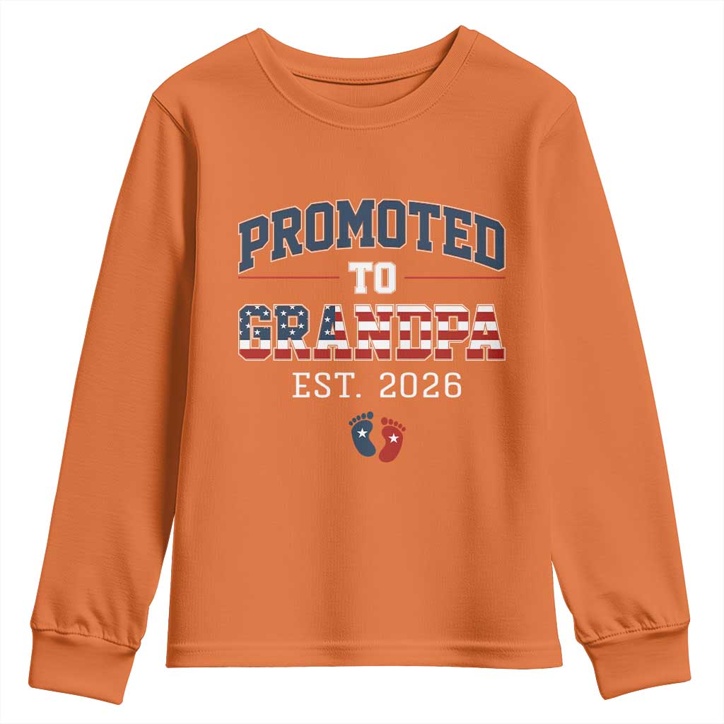 Patriotic Promoted To Grandpa Est 2026 Youth Sweatshirt US Flag New Father Gift