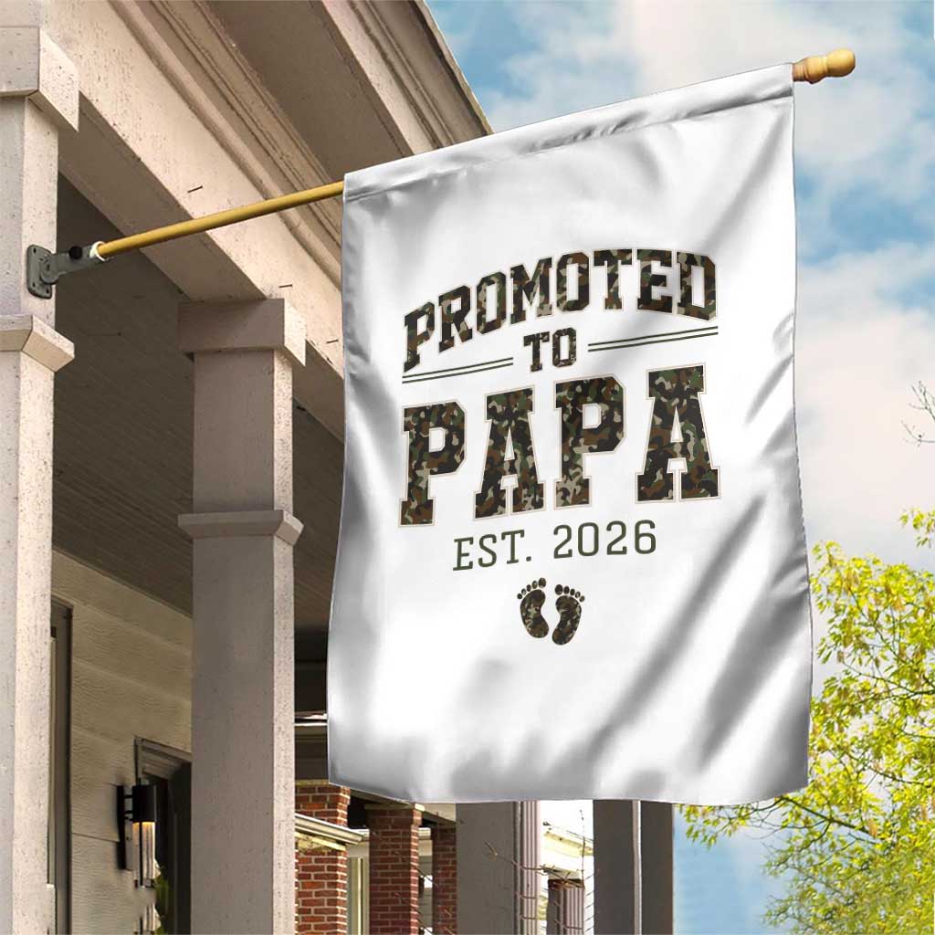 Promoted To Dad Est 2026 Camo Garden Flag Hunting Style New Dad Gift Graphic