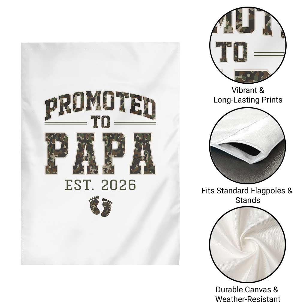 Promoted To Dad Est 2026 Camo Garden Flag Hunting Style New Dad Gift Graphic