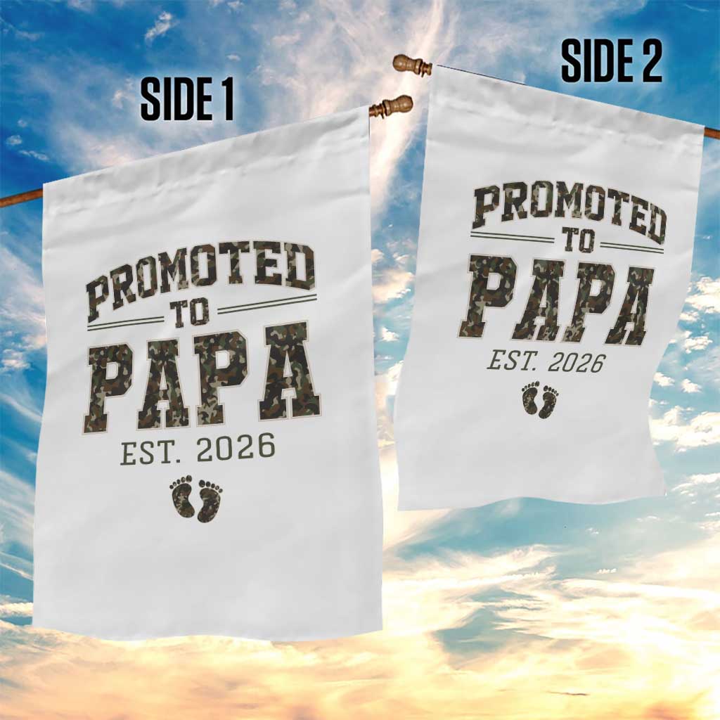 Promoted To Dad Est 2026 Camo Garden Flag Hunting Style New Dad Gift Graphic