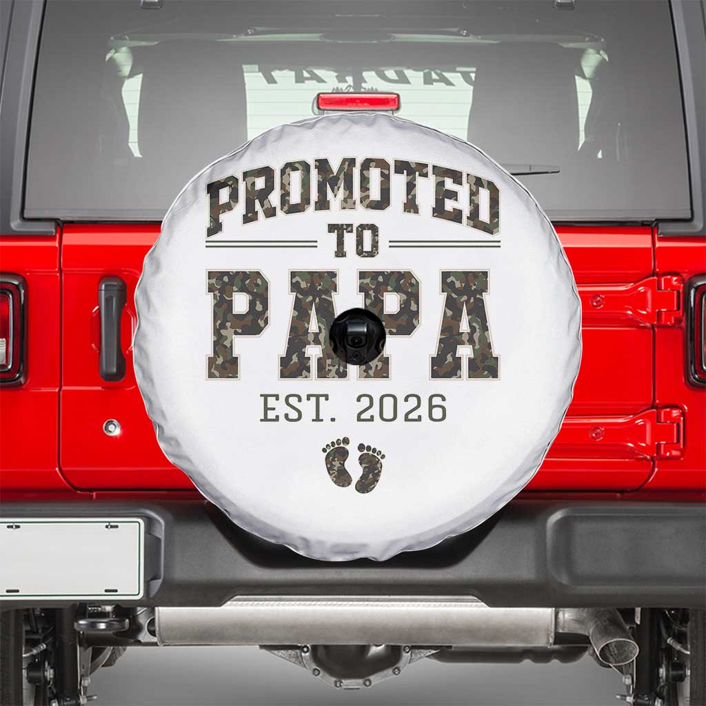 Promoted To Dad Est 2026 Camo Spare Tire Cover Hunting Style New Dad Gift Graphic