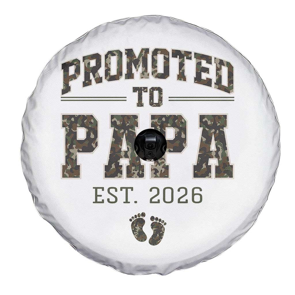 Promoted To Dad Est 2026 Camo Spare Tire Cover Hunting Style New Dad Gift Graphic