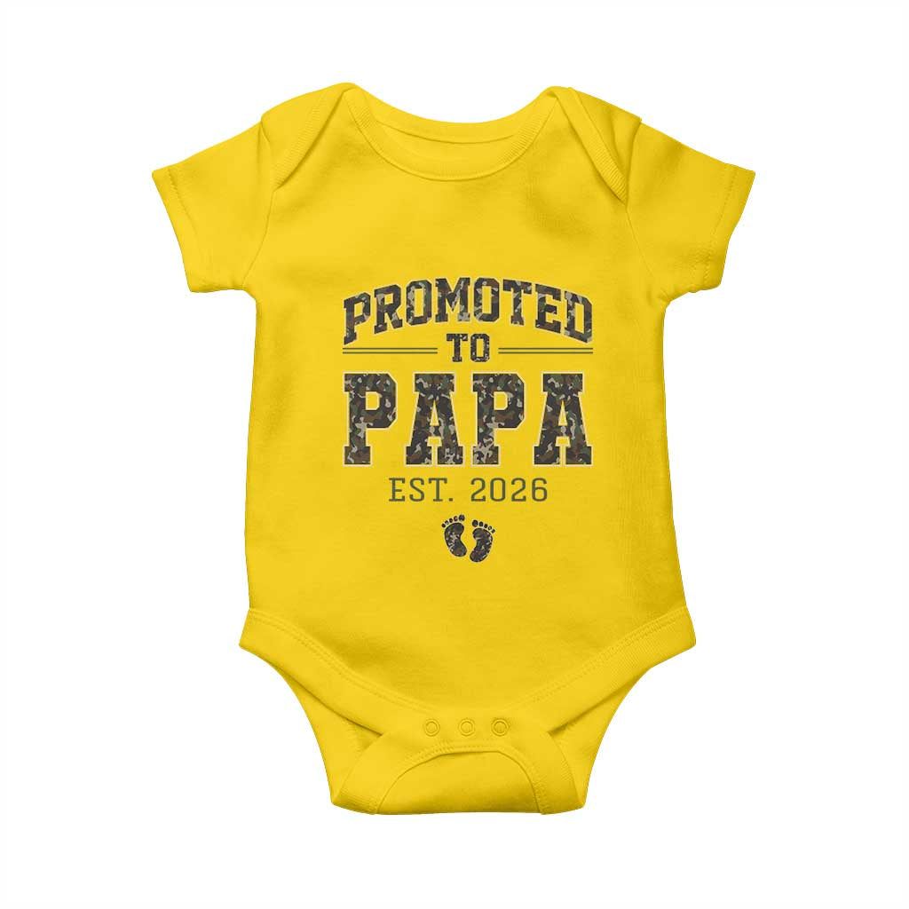 Promoted To Dad Est 2026 Camo Baby Onesie Hunting Style New Dad Gift Graphic