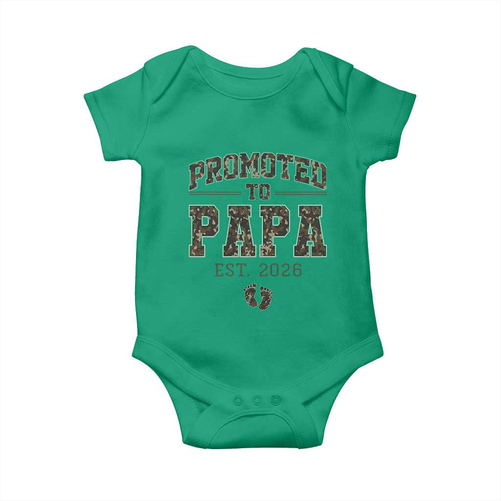 Promoted To Dad Est 2026 Camo Baby Onesie Hunting Style New Dad Gift Graphic