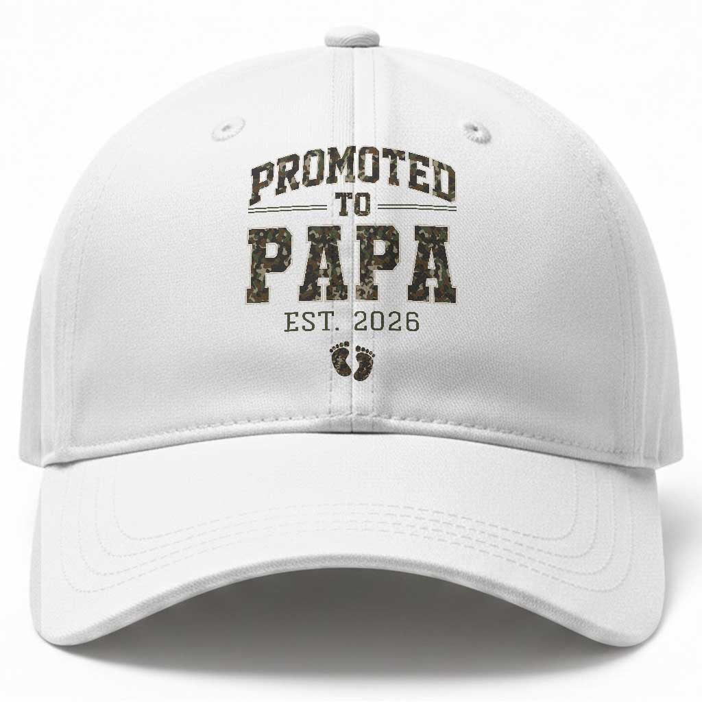 Promoted To Dad Est 2026 Camo Baseball Cap Hunting Style New Dad Gift Graphic