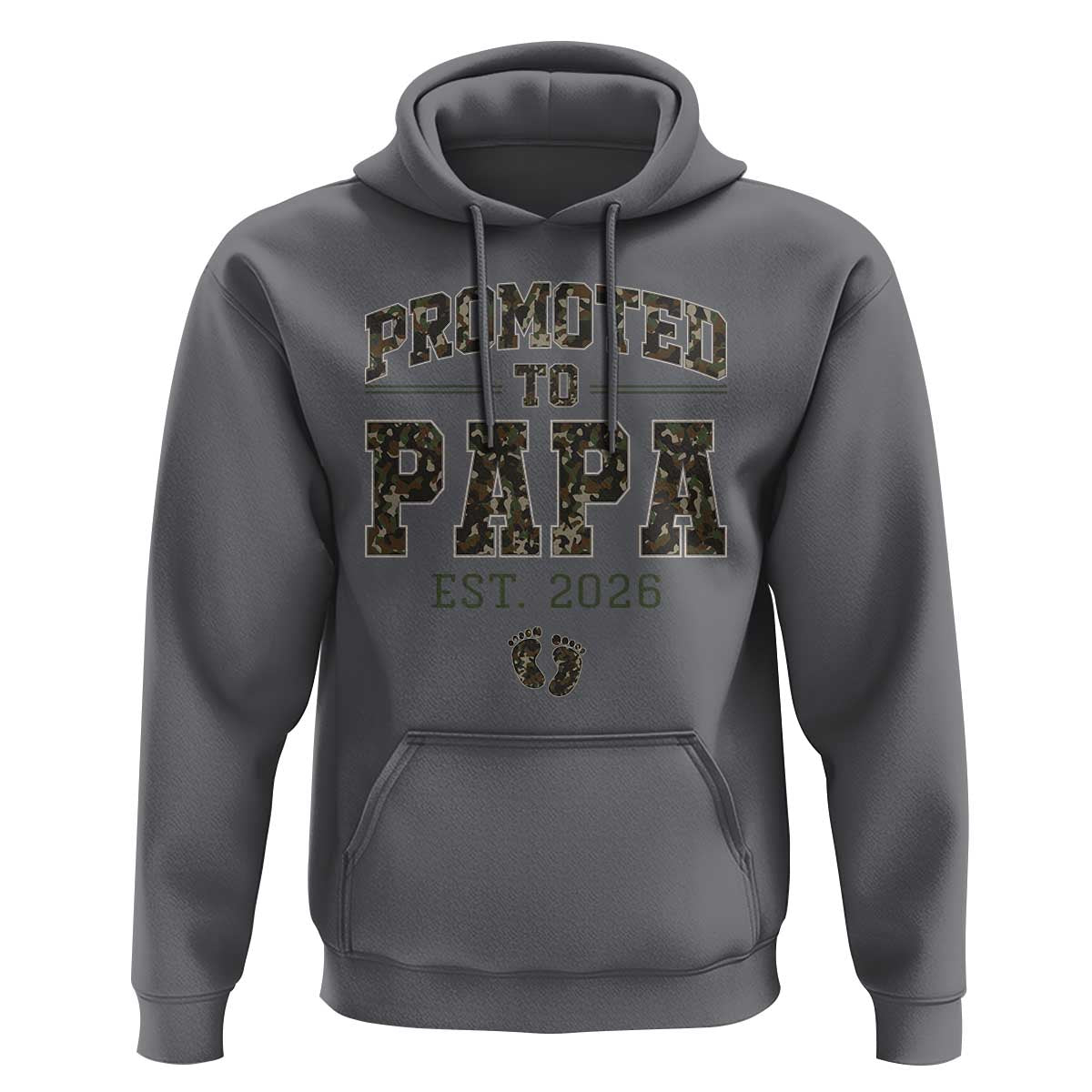 Promoted To Dad Est 2026 Camo Hoodie Hunting Style New Dad Gift Graphic