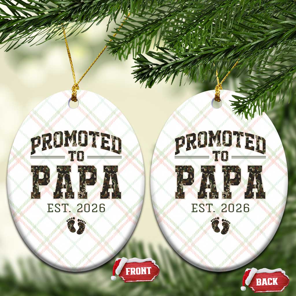 Promoted To Dad Est 2026 Camo Ceramic Ornament Hunting Style New Dad Gift Graphic