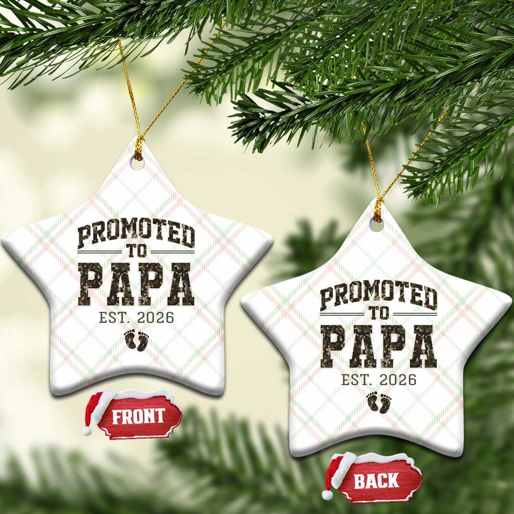 Promoted To Dad Est 2026 Camo Ceramic Ornament Hunting Style New Dad Gift Graphic