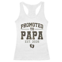 Promoted To Dad Est 2026 Camo Racerback Tank Top Hunting Style New Dad Gift Graphic