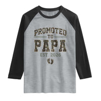 Promoted To Dad Est 2026 Camo Raglan Shirt Hunting Style New Dad Gift Graphic