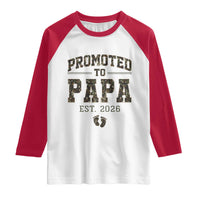 Promoted To Dad Est 2026 Camo Raglan Shirt Hunting Style New Dad Gift Graphic