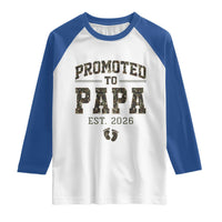 Promoted To Dad Est 2026 Camo Raglan Shirt Hunting Style New Dad Gift Graphic