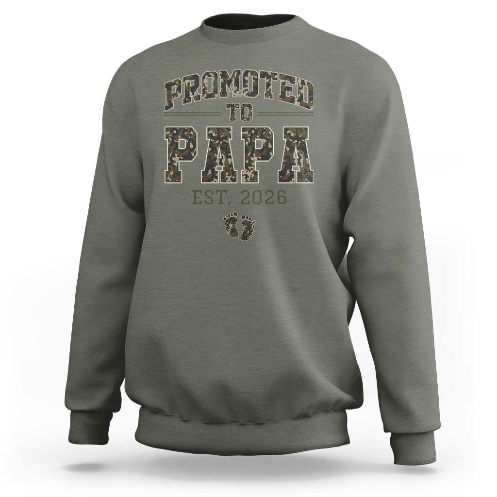 Promoted To Dad Est 2026 Camo Sweatshirt Hunting Style New Dad Gift Graphic
