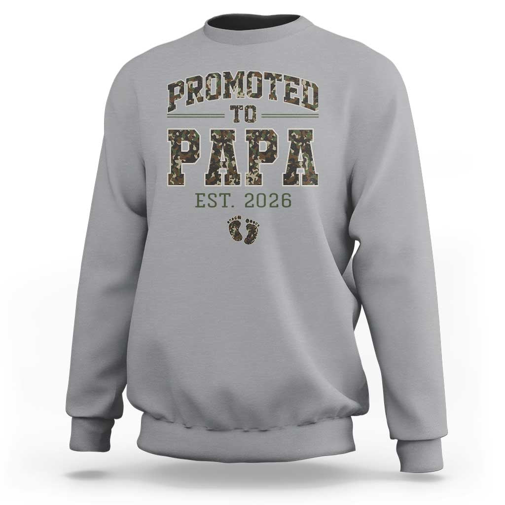 Promoted To Dad Est 2026 Camo Sweatshirt Hunting Style New Dad Gift Graphic
