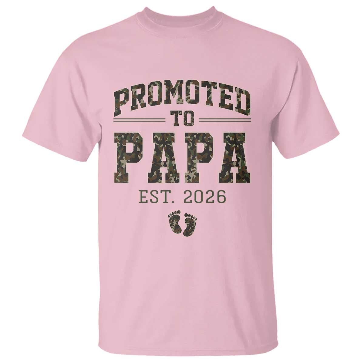 Promoted To Dad Est 2026 Camo T Shirt Hunting Style New Dad Gift Graphic