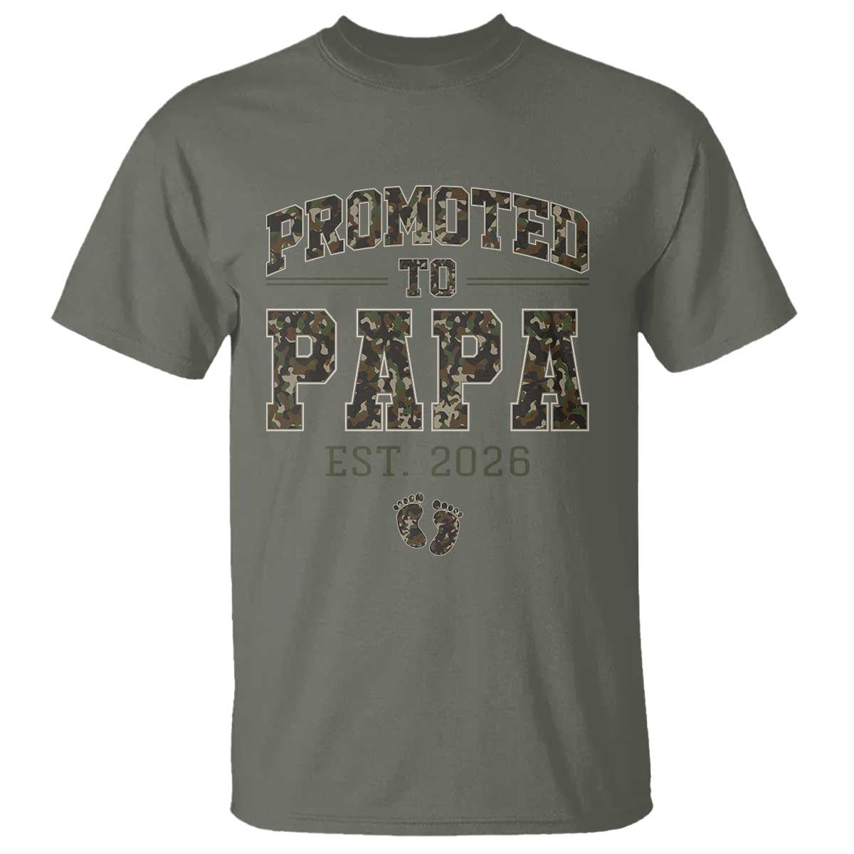 Promoted To Dad Est 2026 Camo T Shirt Hunting Style New Dad Gift Graphic