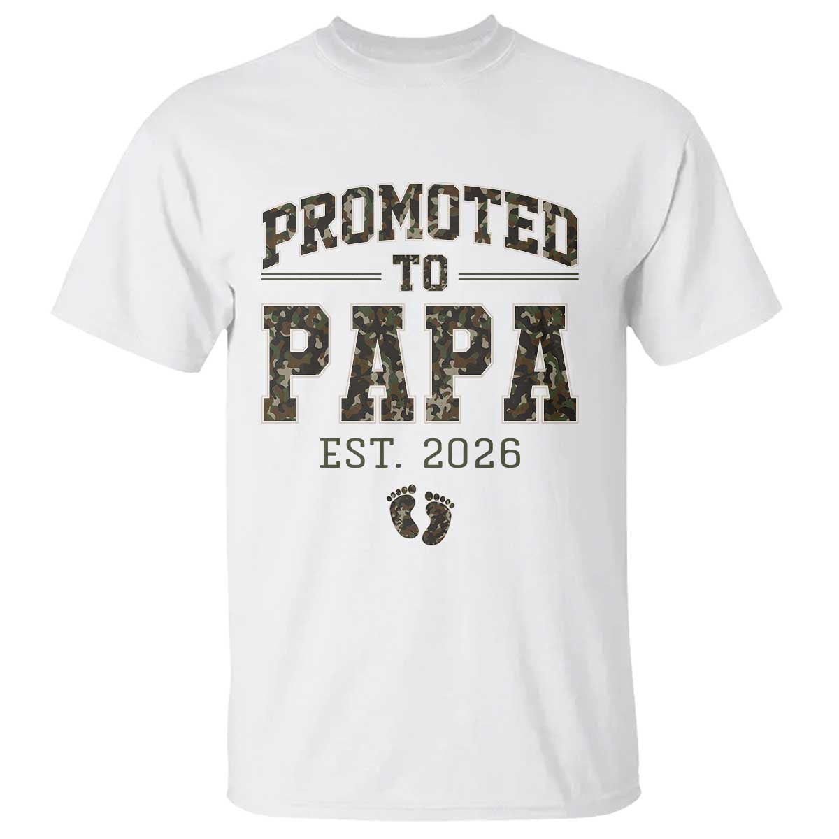 Promoted To Dad Est 2026 Camo T Shirt Hunting Style New Dad Gift Graphic