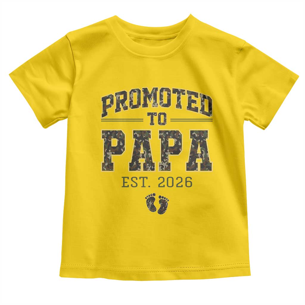 Promoted To Dad Est 2026 Camo Toddler T Shirt Hunting Style New Dad Gift Graphic